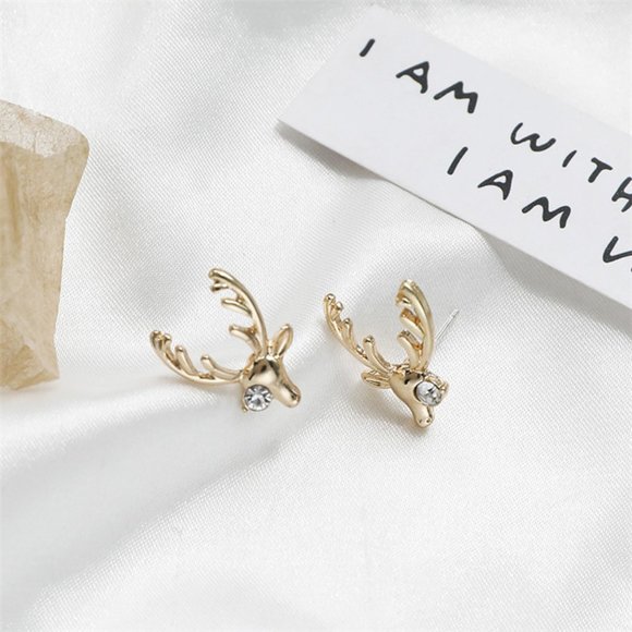 ♠️ NEW Reindeer Earrings in Gold - Picture 1 of 7